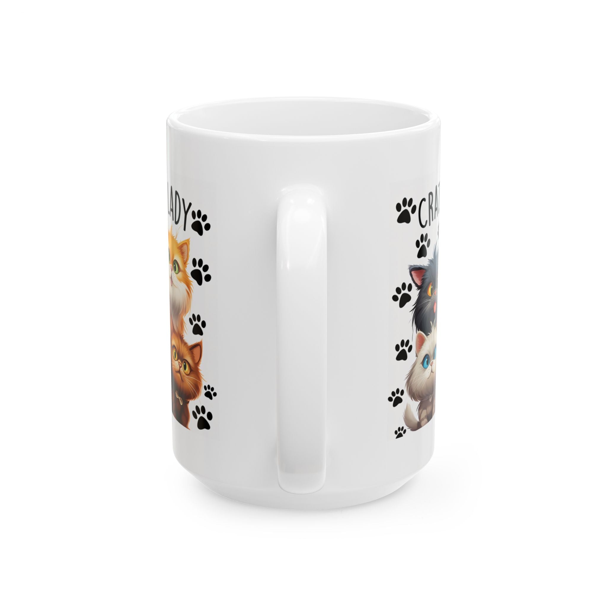 Crazy Cat Lady Cats mug | Cute cartoon kittens paw prints ceramic mug