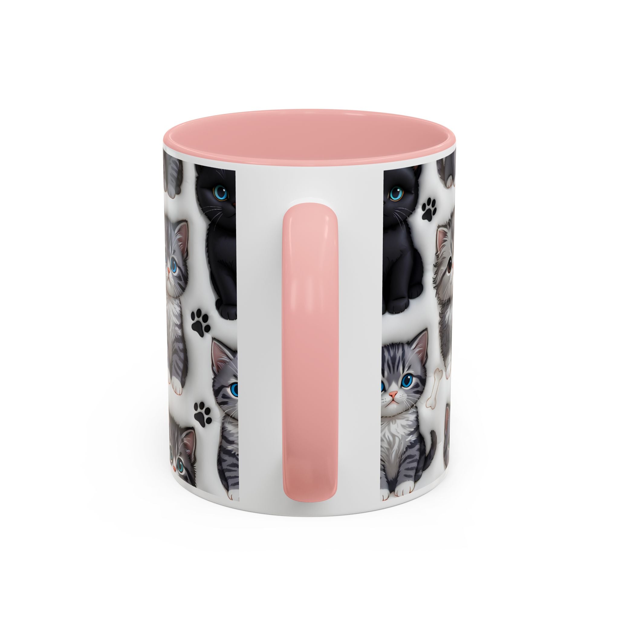 Cute Kitten Pattern Accent Coffee Mug | Cat Paw Print Design