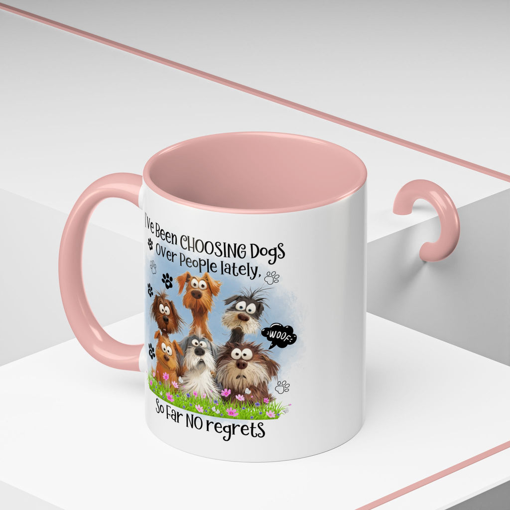 Choosing Dogs Over People Mug | Funny Cute Cartoon Dogs, 11oz 15oz Accent Coffee Mug