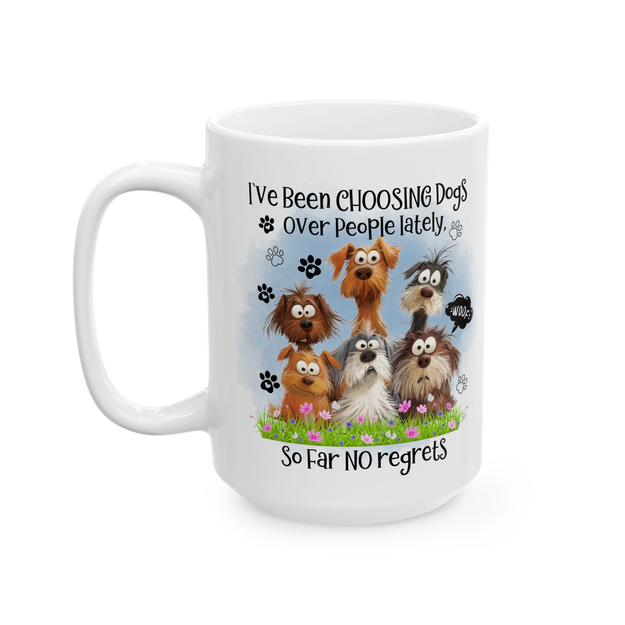 I've Been Owned by Dogs Mug | Cute Paw Print Dog Stack Ceramic Mug