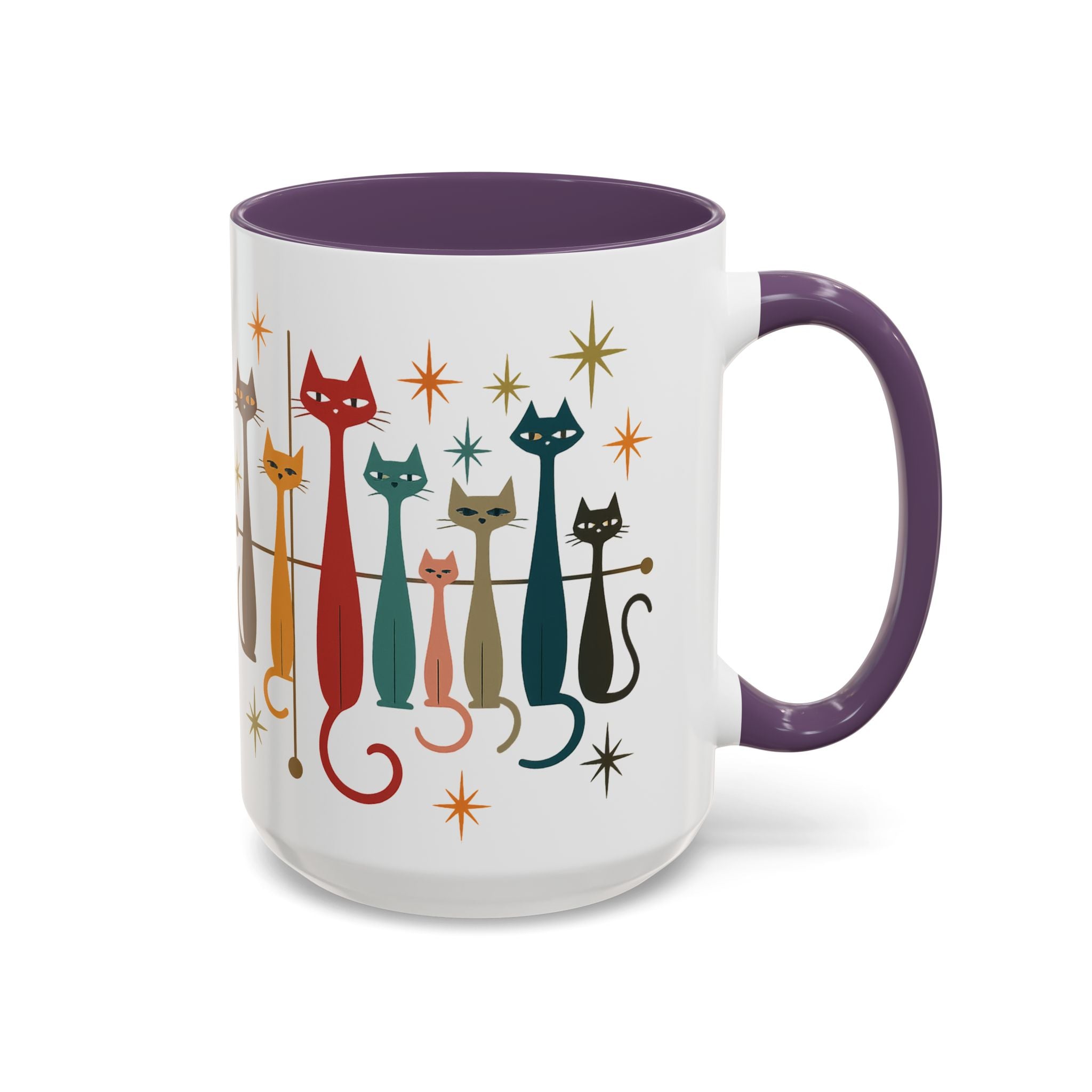 Retro Mid-Century Cats 1950s 1960s Accent Coffee Mug | 11oz 15oz