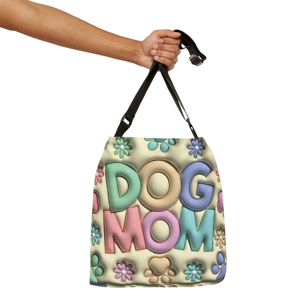 Dog Mom Adjustable Tote Bag | Pastel Floral Paw Print Design
