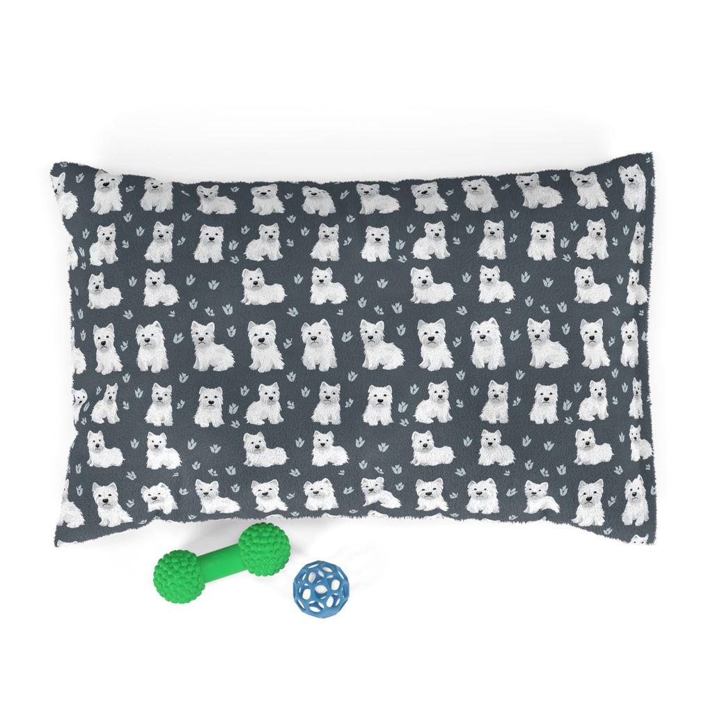 Westie Pattern Pet Bed | White West Highland Terrier Repeat Design