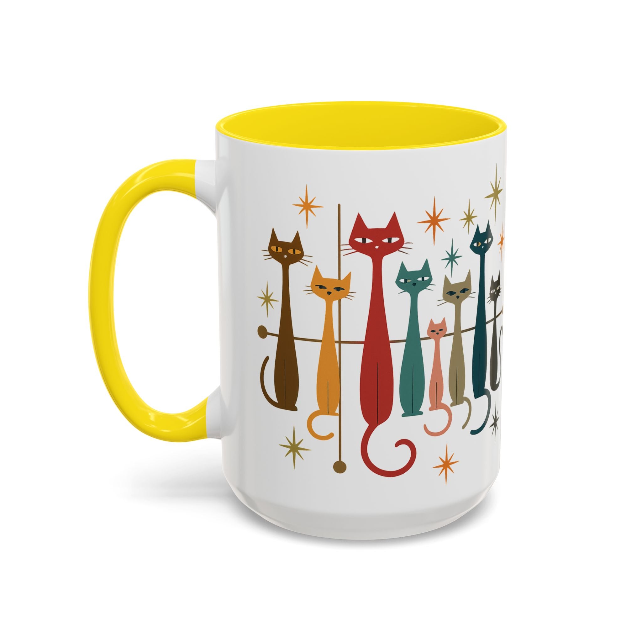 Retro Mid-Century Cats 1950s 1960s Accent Coffee Mug | 11oz 15oz
