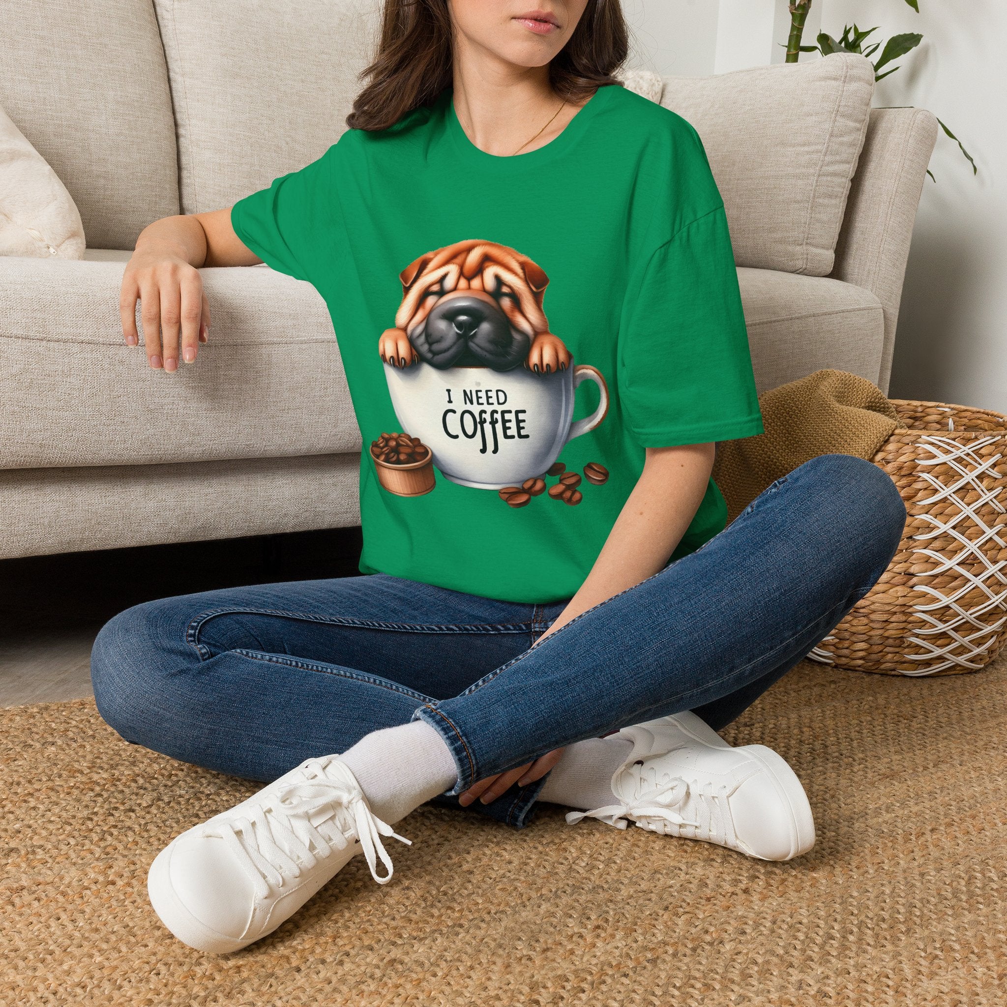 Pug in Coffee Cup T-Shirt | I Need Coffee Puppy Tee