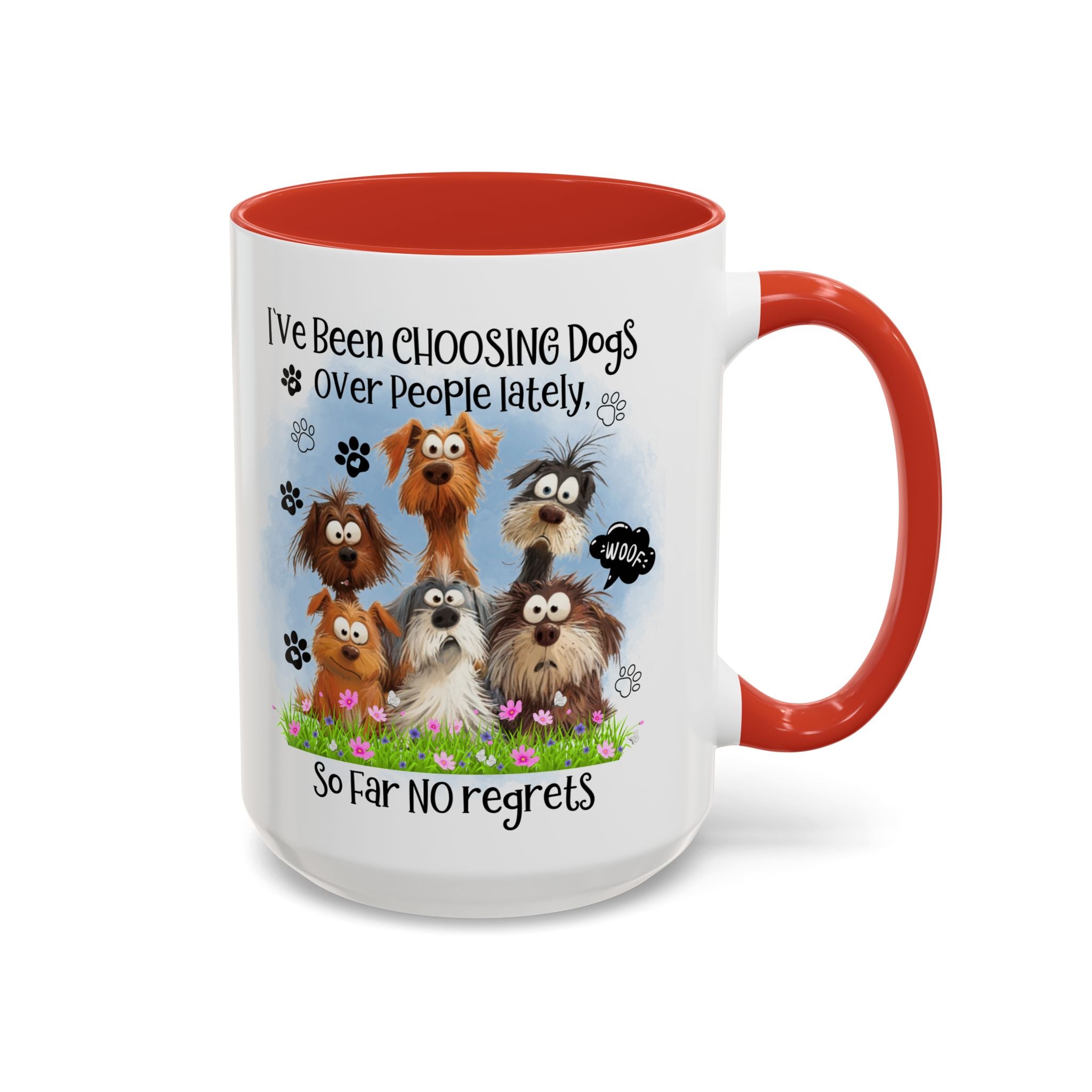 Choosing Dogs Over People Mug | Funny Cute Cartoon Dogs, 11oz 15oz Accent Coffee Mug