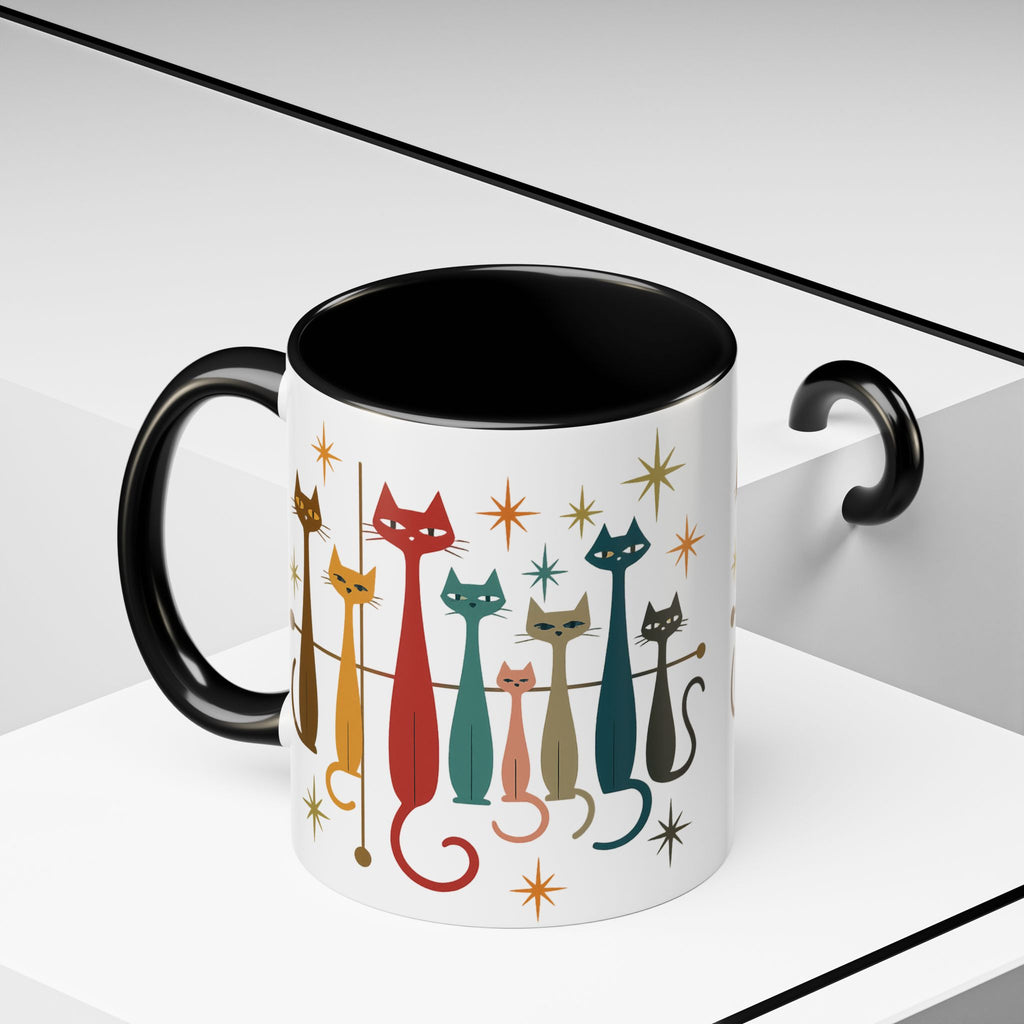 Retro Mid-Century Cats 1950s 1960s Accent Coffee Mug | 11oz 15oz