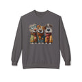 Three Cartoon Dogs in Scarves Sweatshirt | Cute Winter Pup Trio
