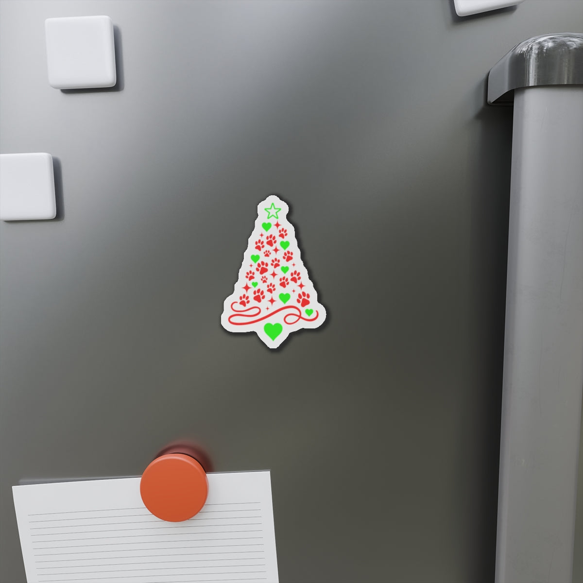Paw Print Christmas Tree Die-Cut Magnet | Holiday Pet Paw Tree Magnet