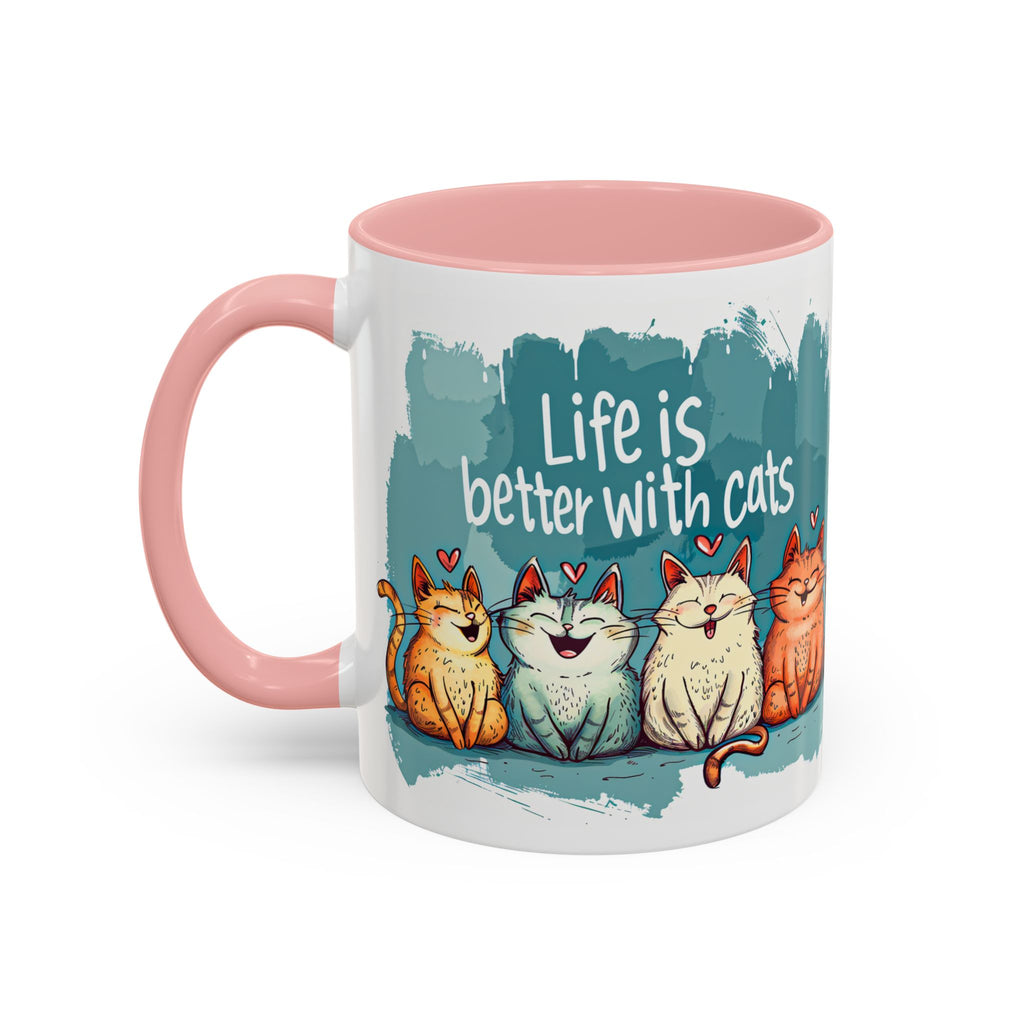 Life Is Better With Cats Coffee Mug | Accent Two-Tone Mug