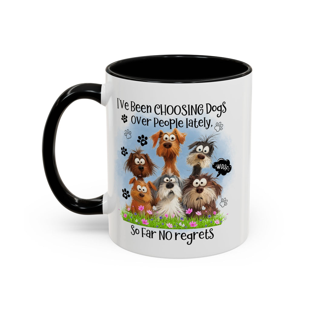 Choosing Dogs Over People Mug | Funny Cute Cartoon Dogs, 11oz 15oz Accent Coffee Mug