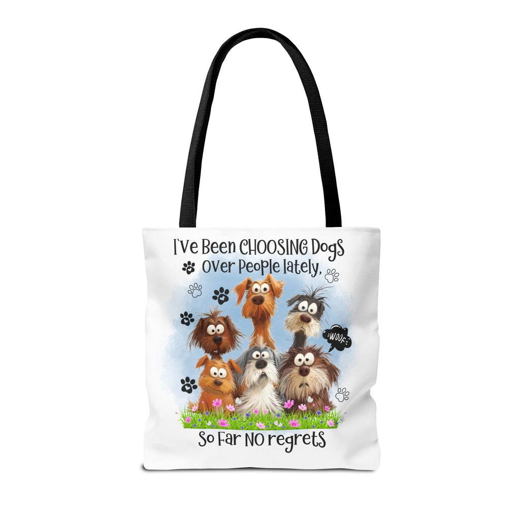 Choosing Dogs Over People Tote Bag | Cute Cartoon Dogs, Paw Print Design