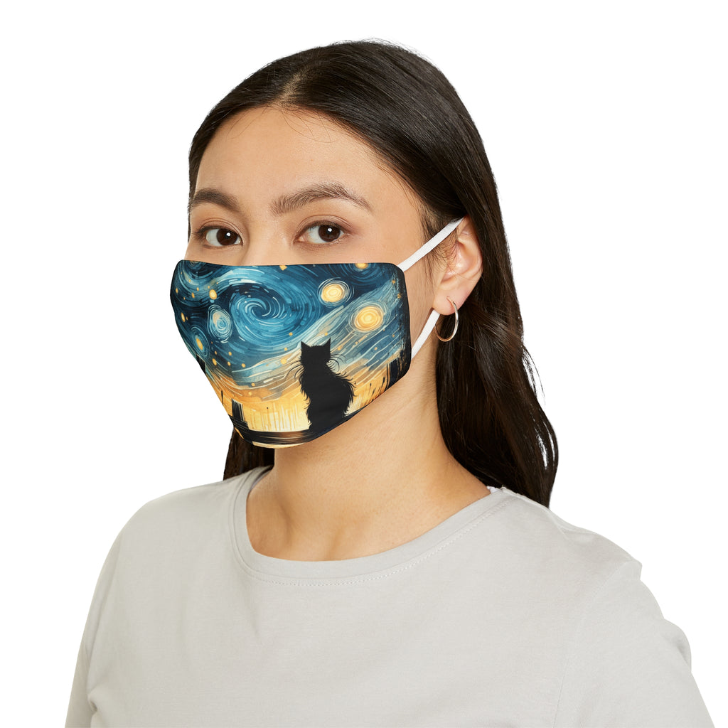 Starry Night Cat face mask | Van Gogh inspired night sky silhouette