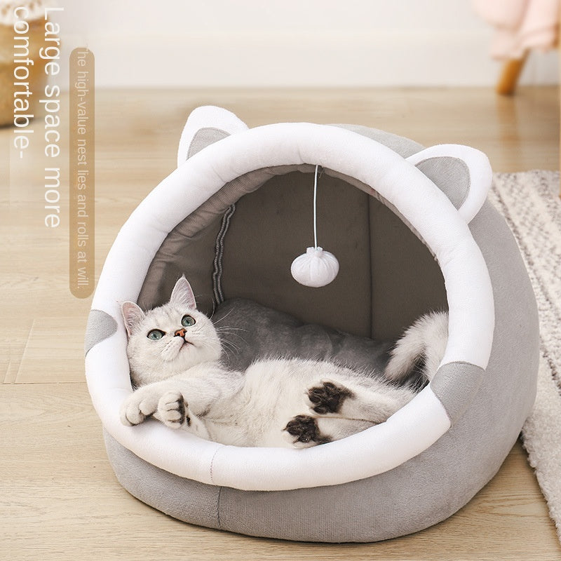 Cat House Universal Four Seasons Enclosed Cat House Dog Bed Winter Warm Pet Bed Cat Villa