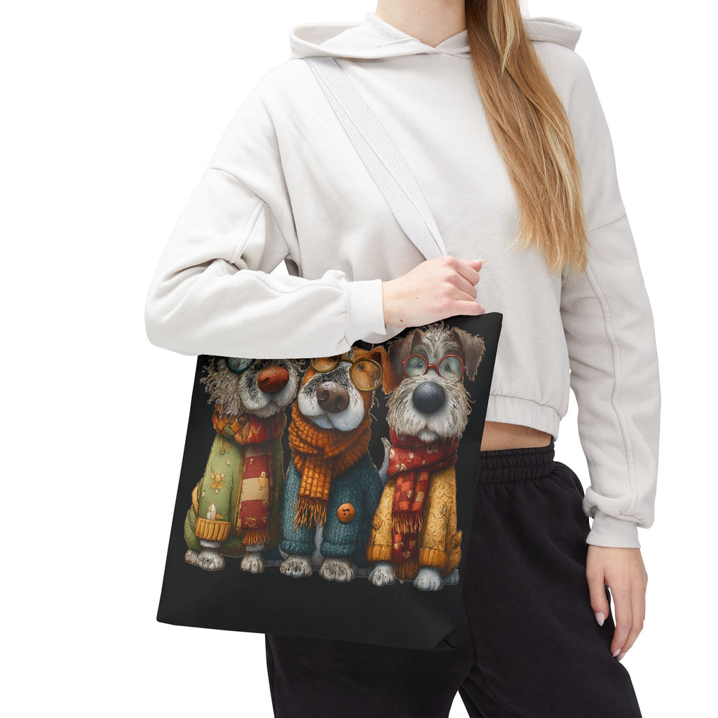 Three Cozy Dogs Tote Bag | Cute Winter Dogs Illustration