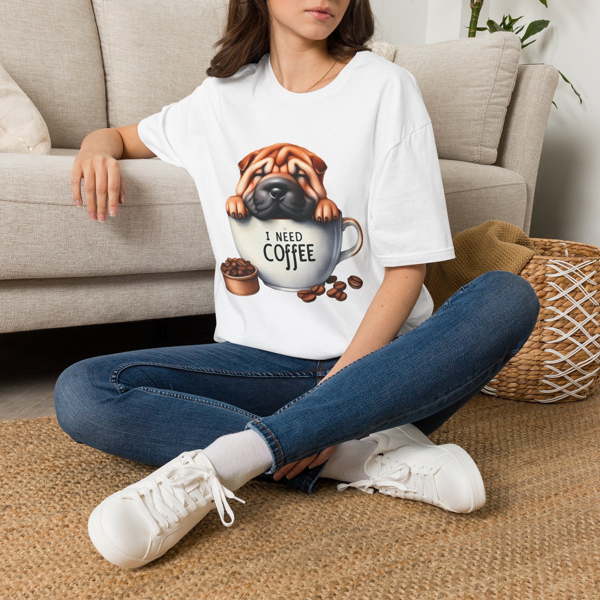 Pug in Coffee Cup T-Shirt | I Need Coffee Puppy Tee