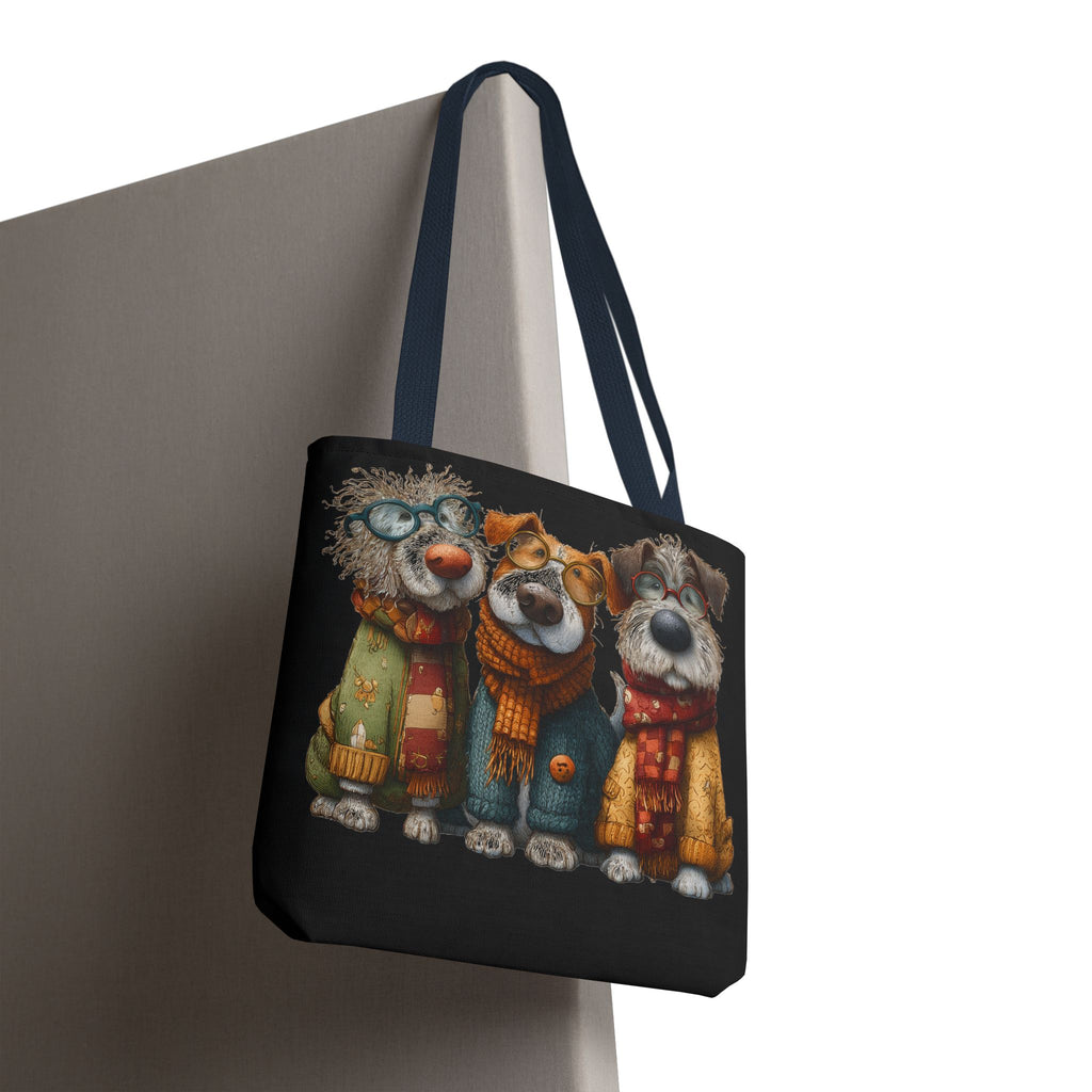 Three Cozy Dogs Tote Bag | Cute Winter Dogs Illustration
