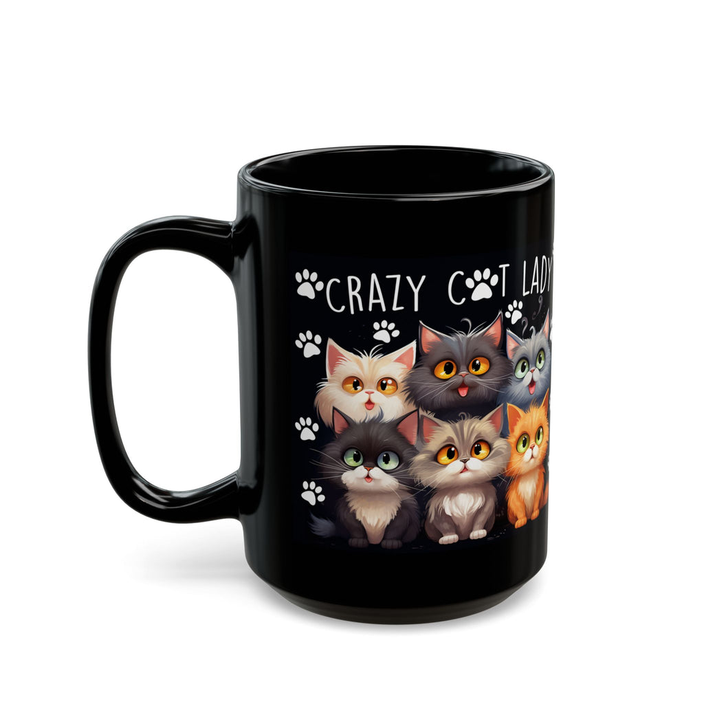 Crazy Cat Lady Mug | Black Cat Paw Print Coffee Cup