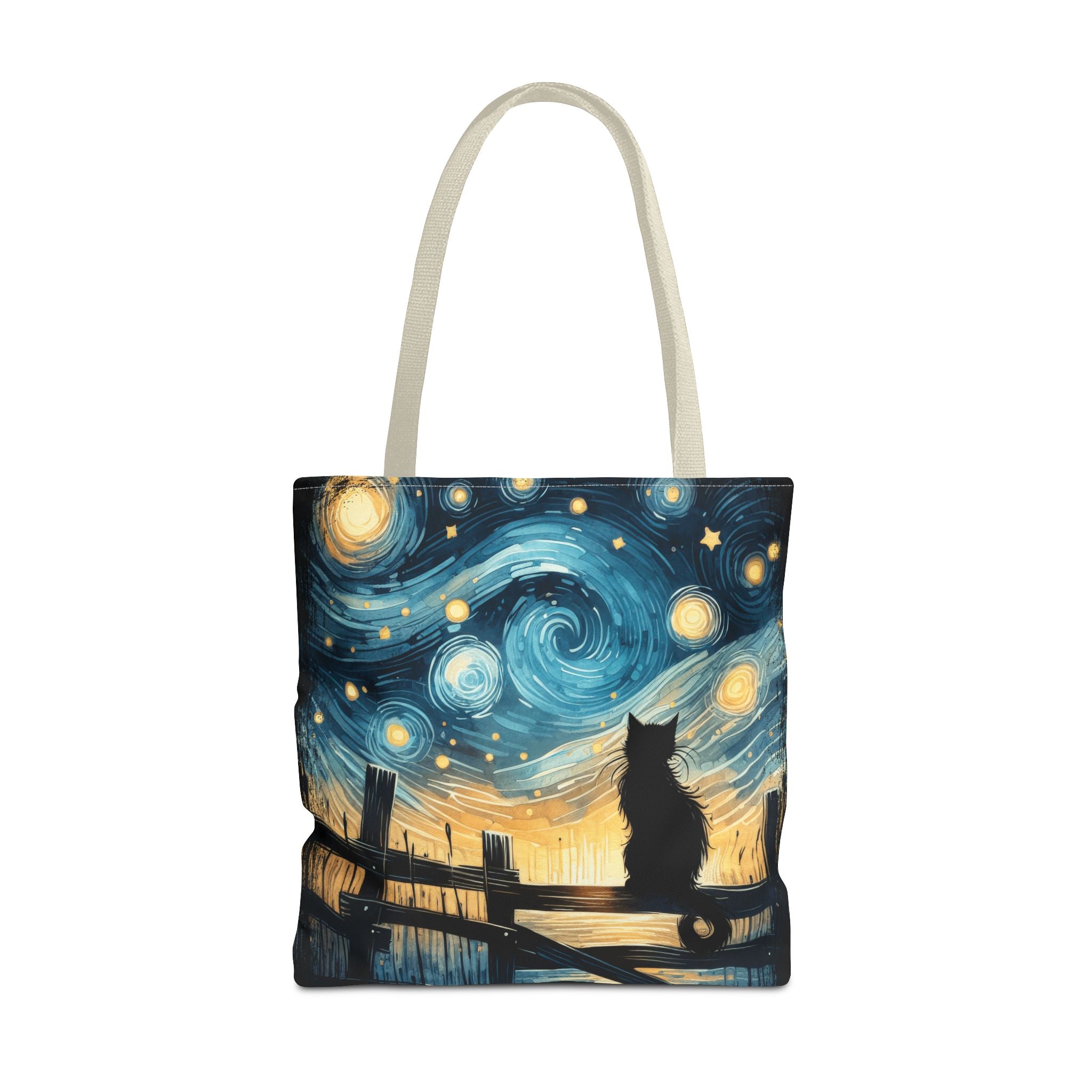 Starry Night Cat Tote | Van Gogh Inspired Swirling Sky Bag