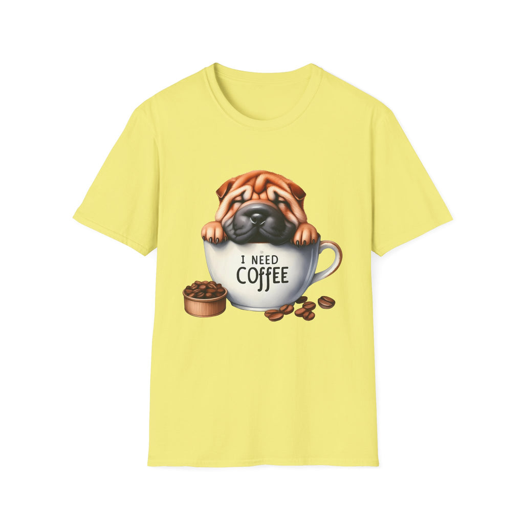 Pug in Coffee Cup T-Shirt | I Need Coffee Puppy Tee