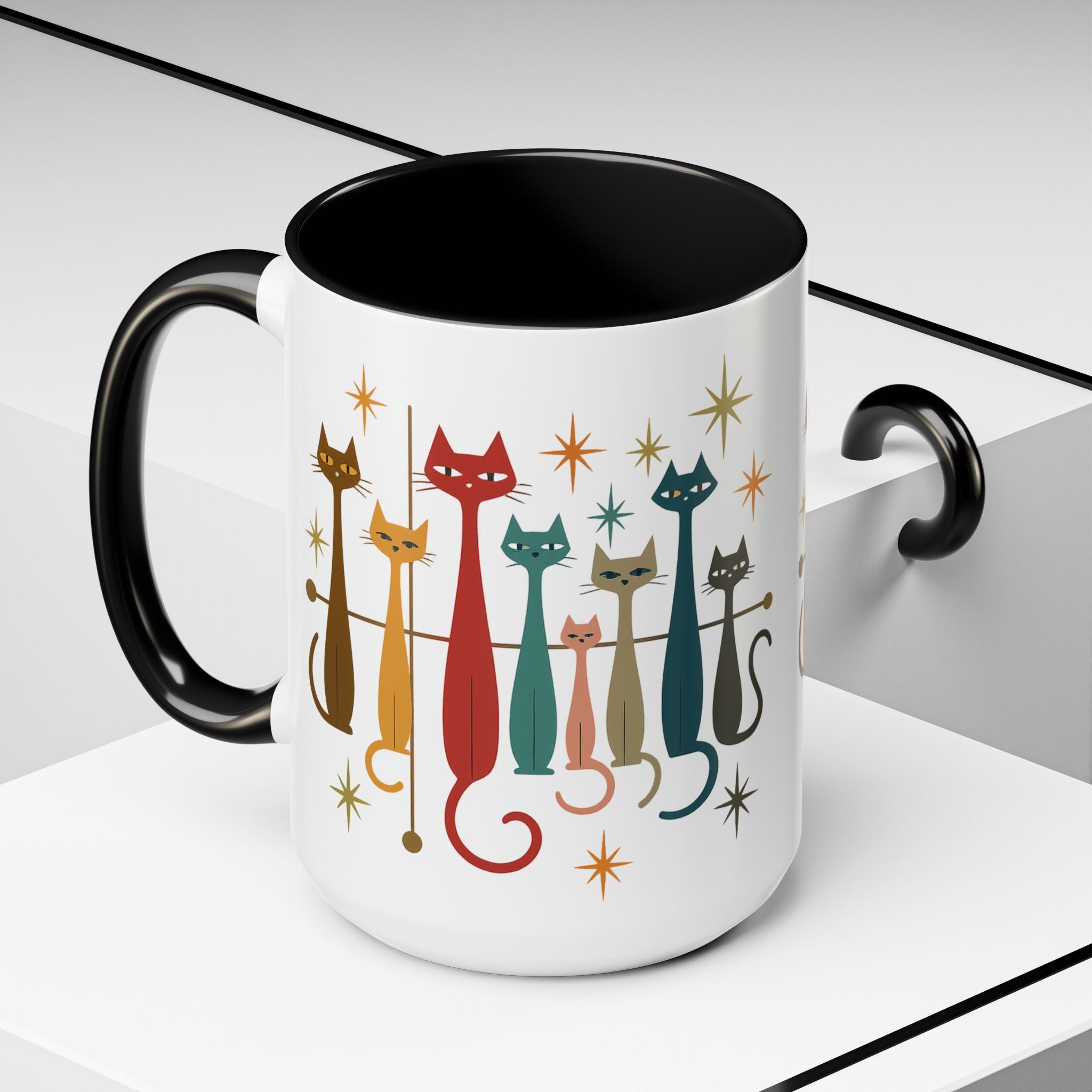 Retro Mid-Century Cats 1950s 1960s Accent Coffee Mug | 11oz 15oz