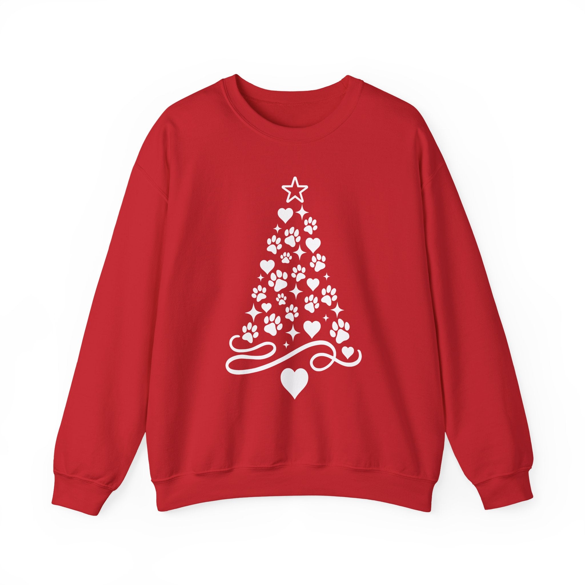 Paw Paw Print Christmas Tree Sweatshirt | Pet Lover Holiday Crewneck