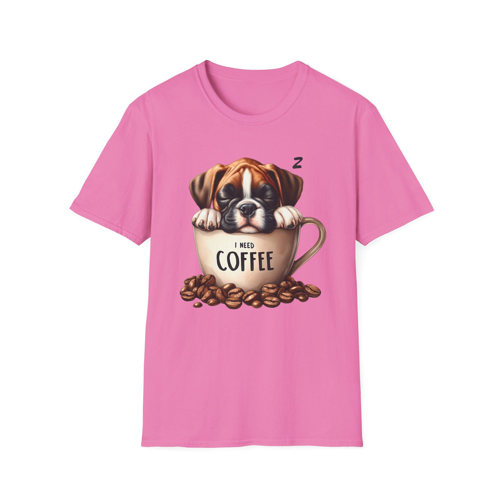 Sleeping Puppy in Coffee Cup T-Shirt | I Need Coffee Design