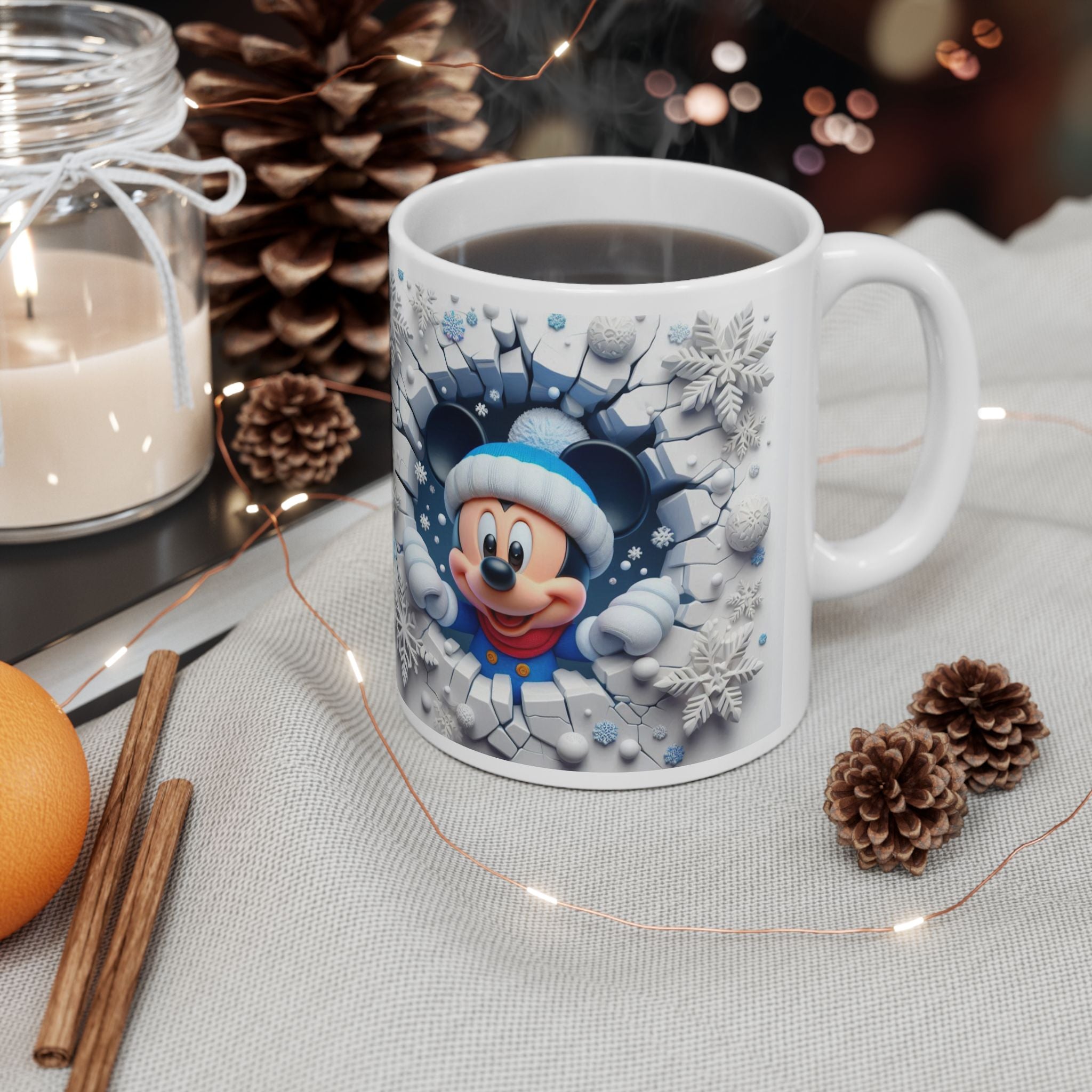 Snowflake Mouse Holiday Mug | Winter Mickee-Inspired Ceramic Mug
