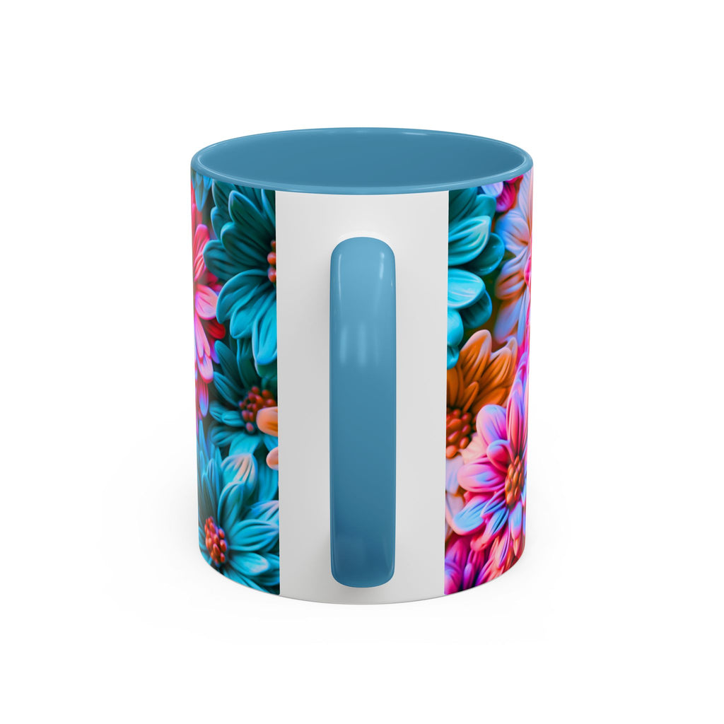 Vibrant Dahlia Floral Accent Mug | 11oz 15oz Ceramic Coffee Mug
