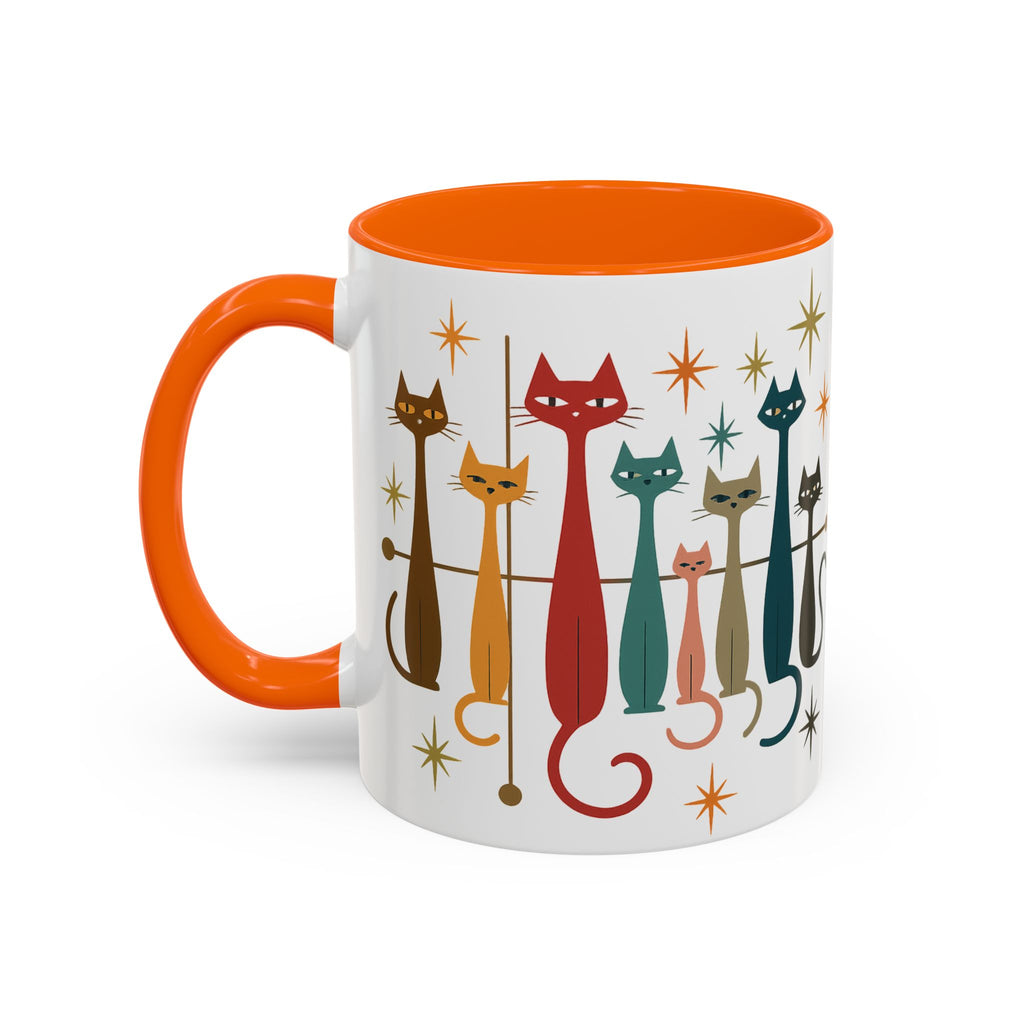 Retro Mid-Century Cats 1950s 1960s Accent Coffee Mug | 11oz 15oz