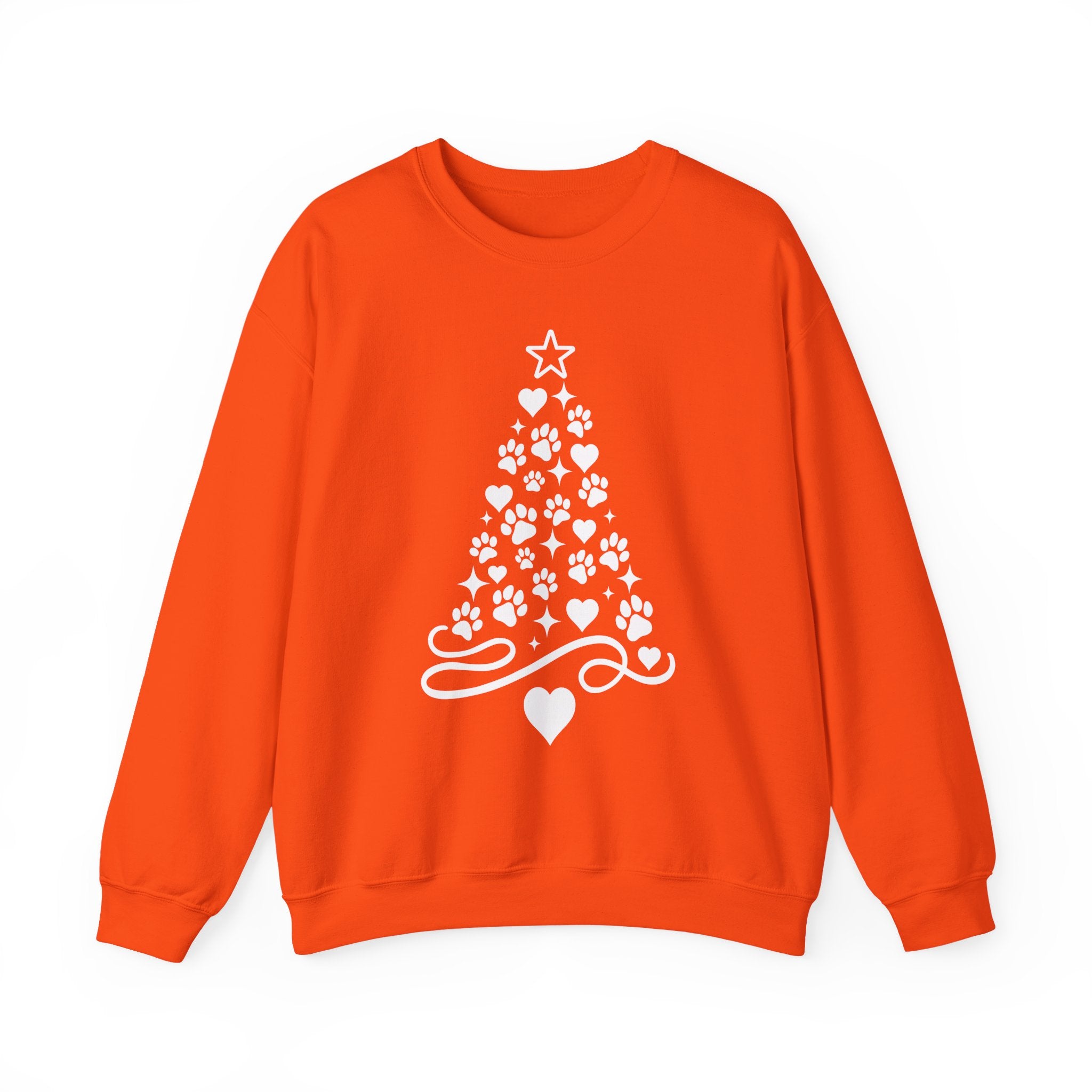 Paw Paw Print Christmas Tree Sweatshirt | Pet Lover Holiday Crewneck