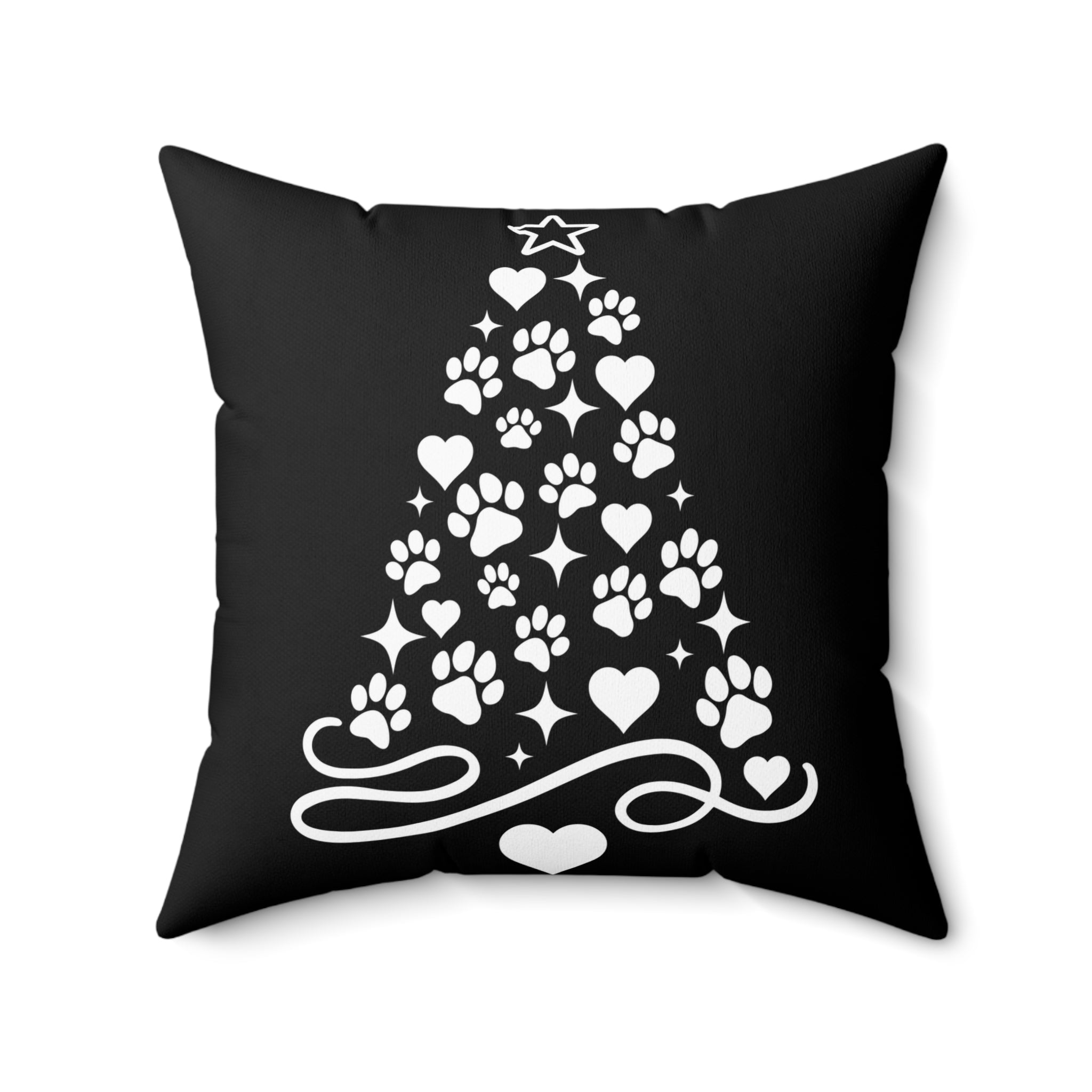 Paw Print Christmas Tree Pillow | Green Holiday Pet Decor