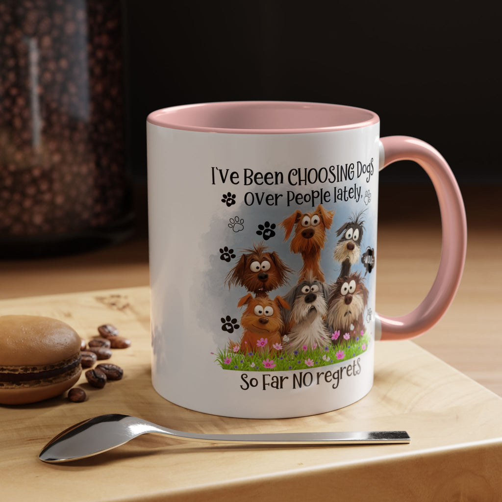 Choosing Dogs Over People Mug | Funny Cute Cartoon Dogs, 11oz 15oz Accent Coffee Mug