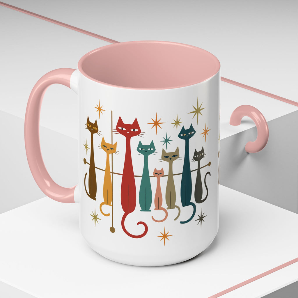Retro Mid-Century Cats 1950s 1960s Accent Coffee Mug | 11oz 15oz