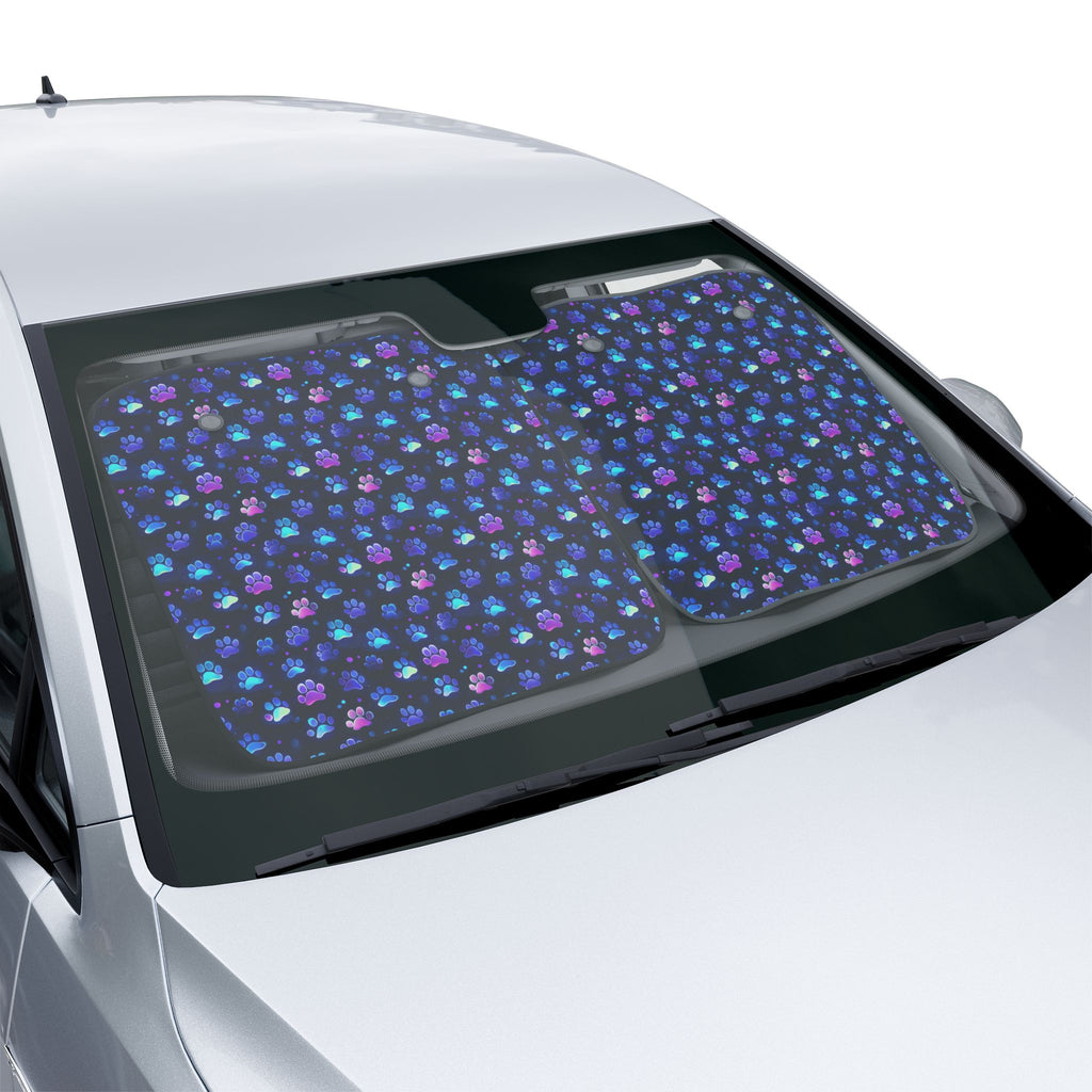Neon Paw Print Car Sun Shade | Paw Pattern Sunshade