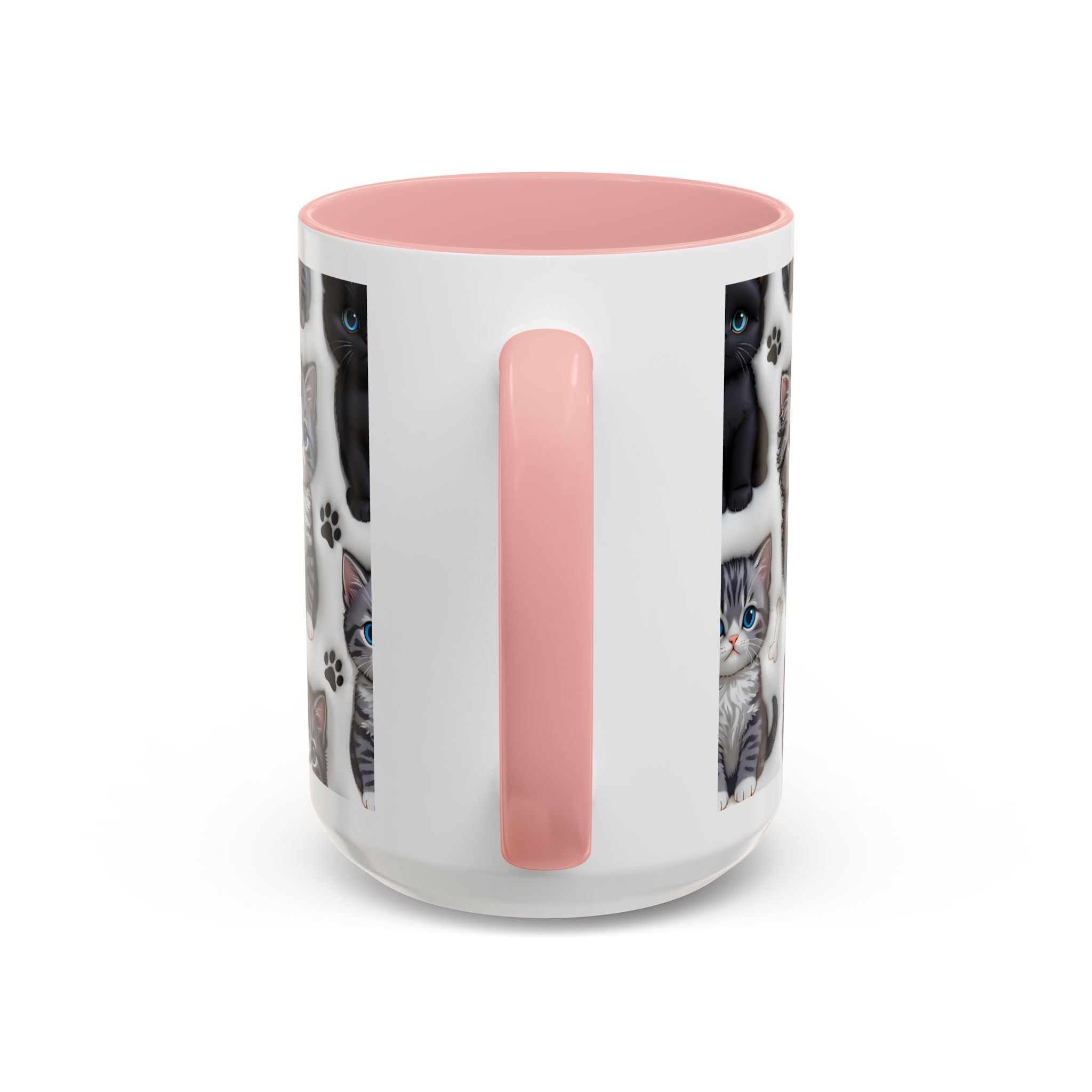 Cute Kitten Pattern Accent Coffee Mug | Cat Paw Print Design