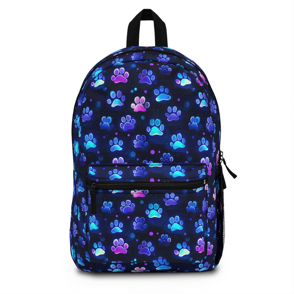 Neon Paw Prints Backpack | Blue Purple Animal Print
