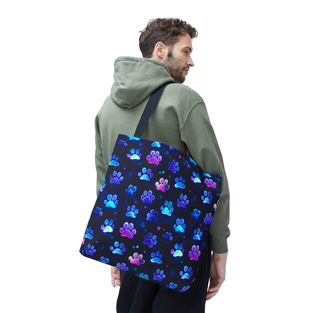 Neon Paw Print Tote | Colorful Cat Dog Paw Pattern All Over Print