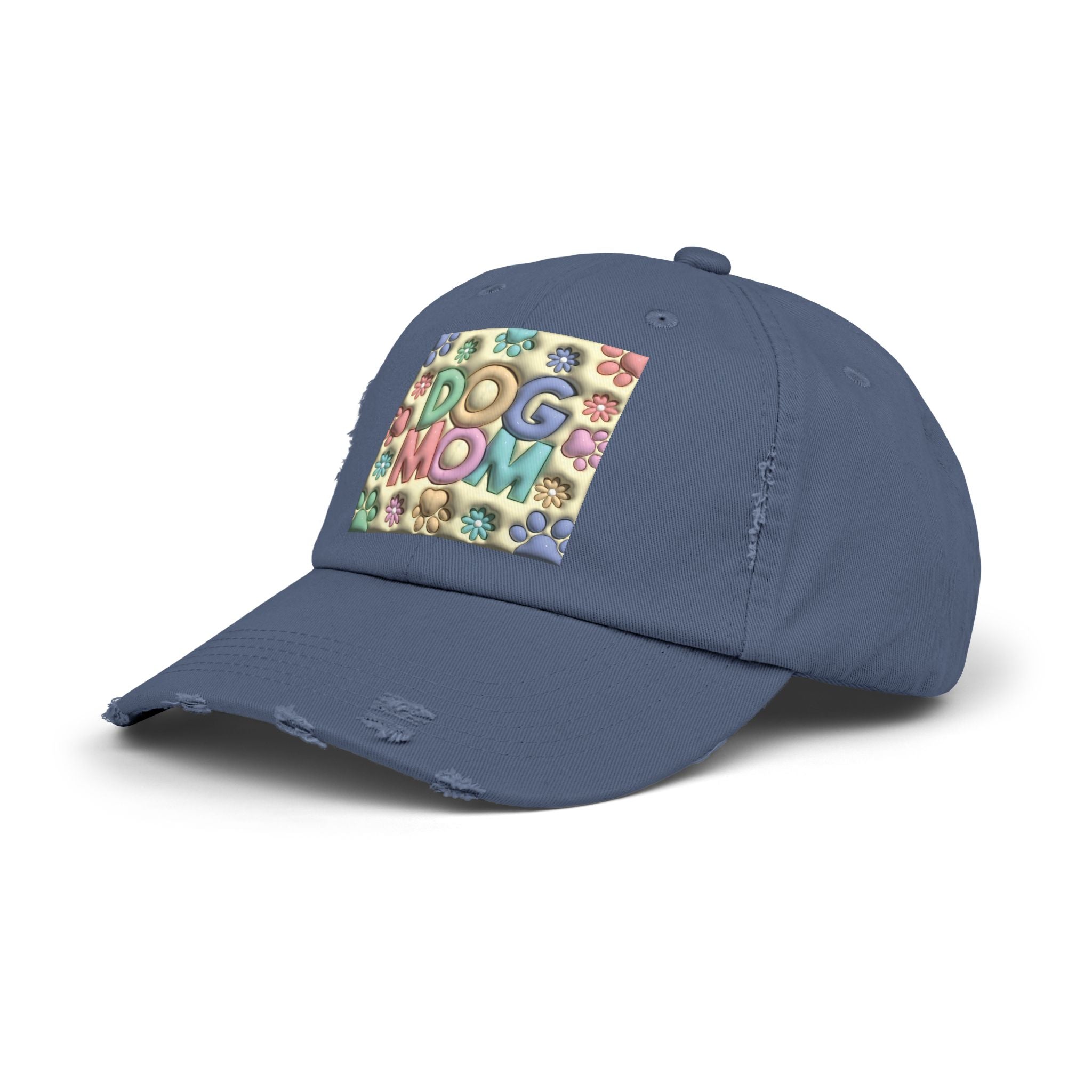 Dog Mom pastel paw print Hat | Distressed Dad Cap