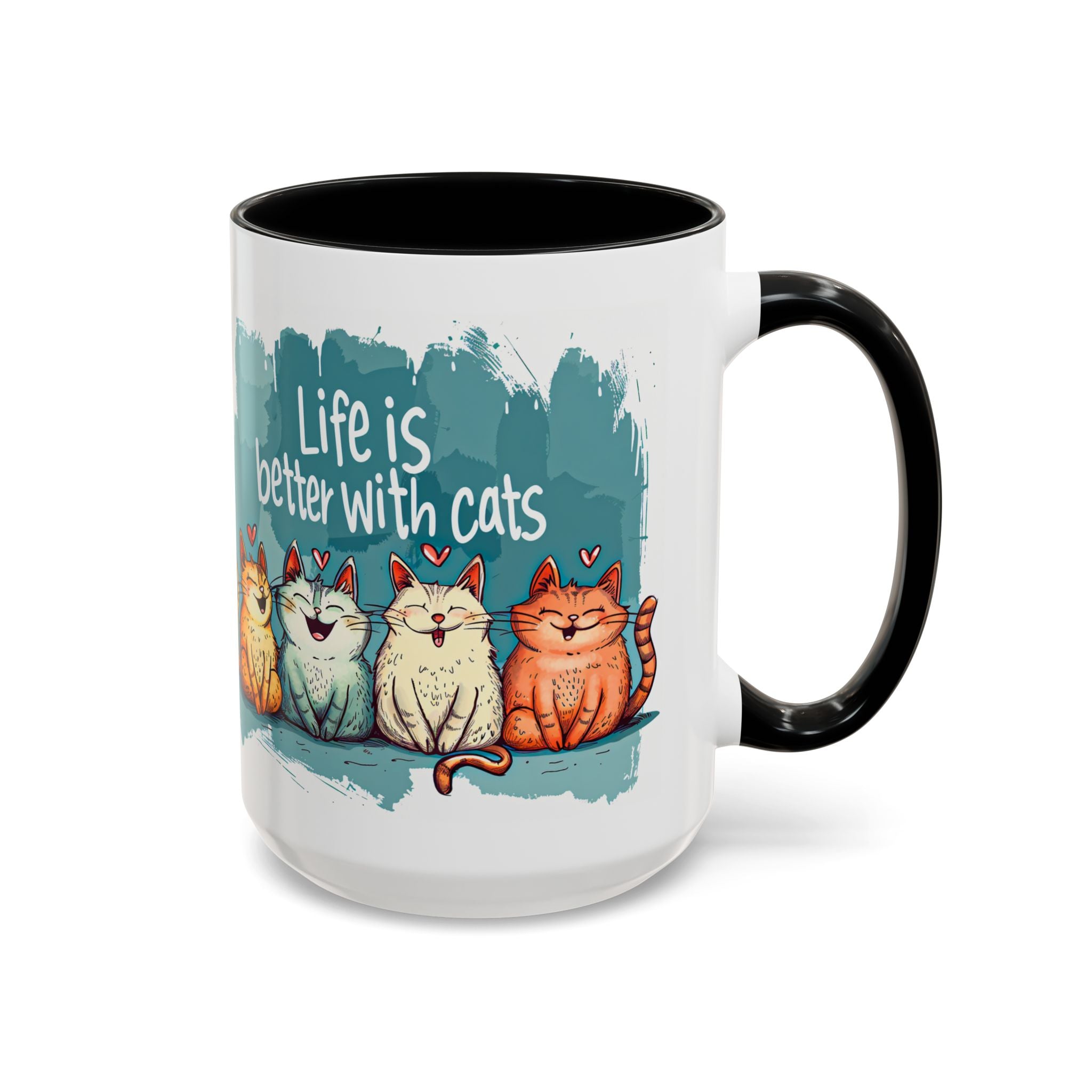 Life Is Better With Cats Coffee Mug | Accent Two-Tone Mug