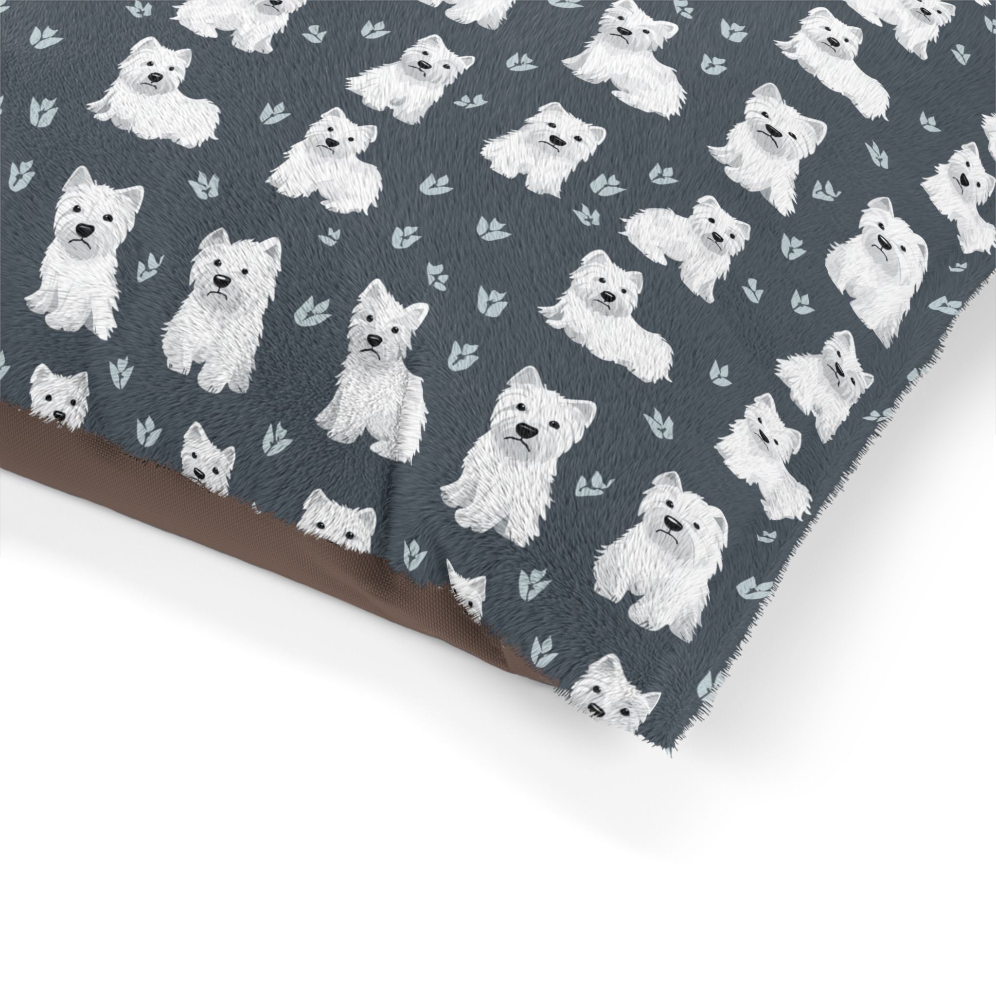 Westie Pattern Pet Bed | White West Highland Terrier Repeat Design