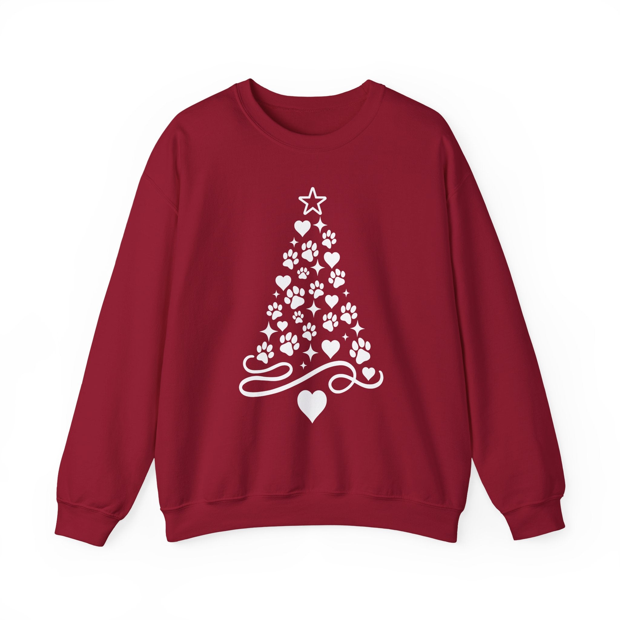 Paw Paw Print Christmas Tree Sweatshirt | Pet Lover Holiday Crewneck