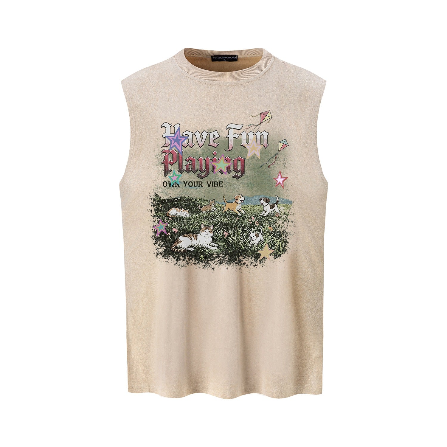 Make old cat and dog printed vest