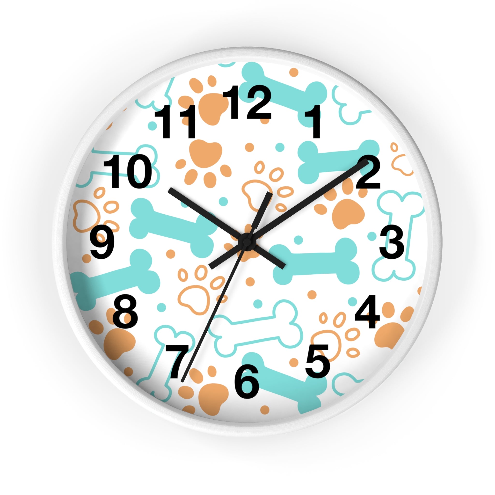 Dog Bones and Paw Prints Wall Clock | Pet-themed Nursery Clock