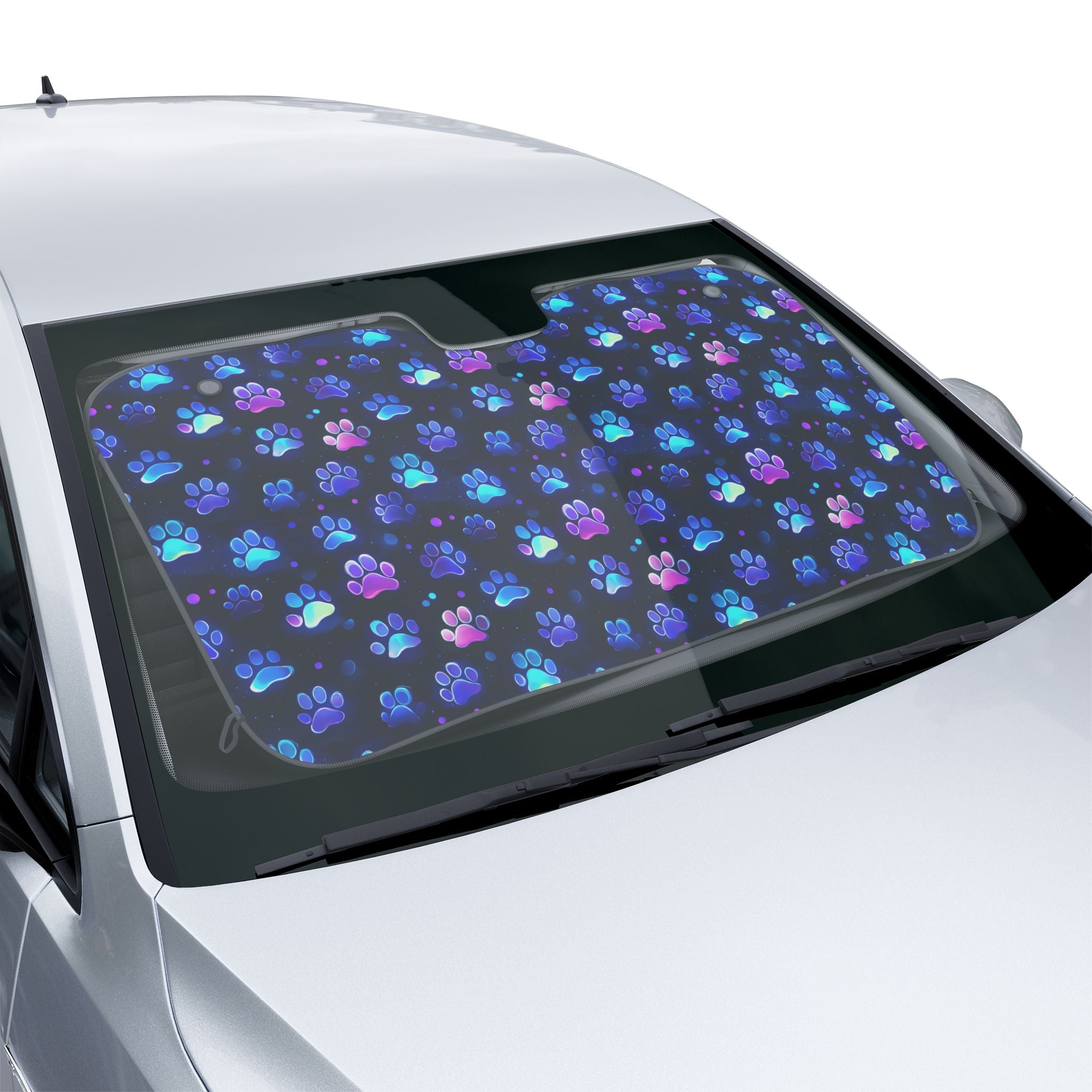 Neon Paw Print Car Sun Shade | Paw Pattern Sunshade
