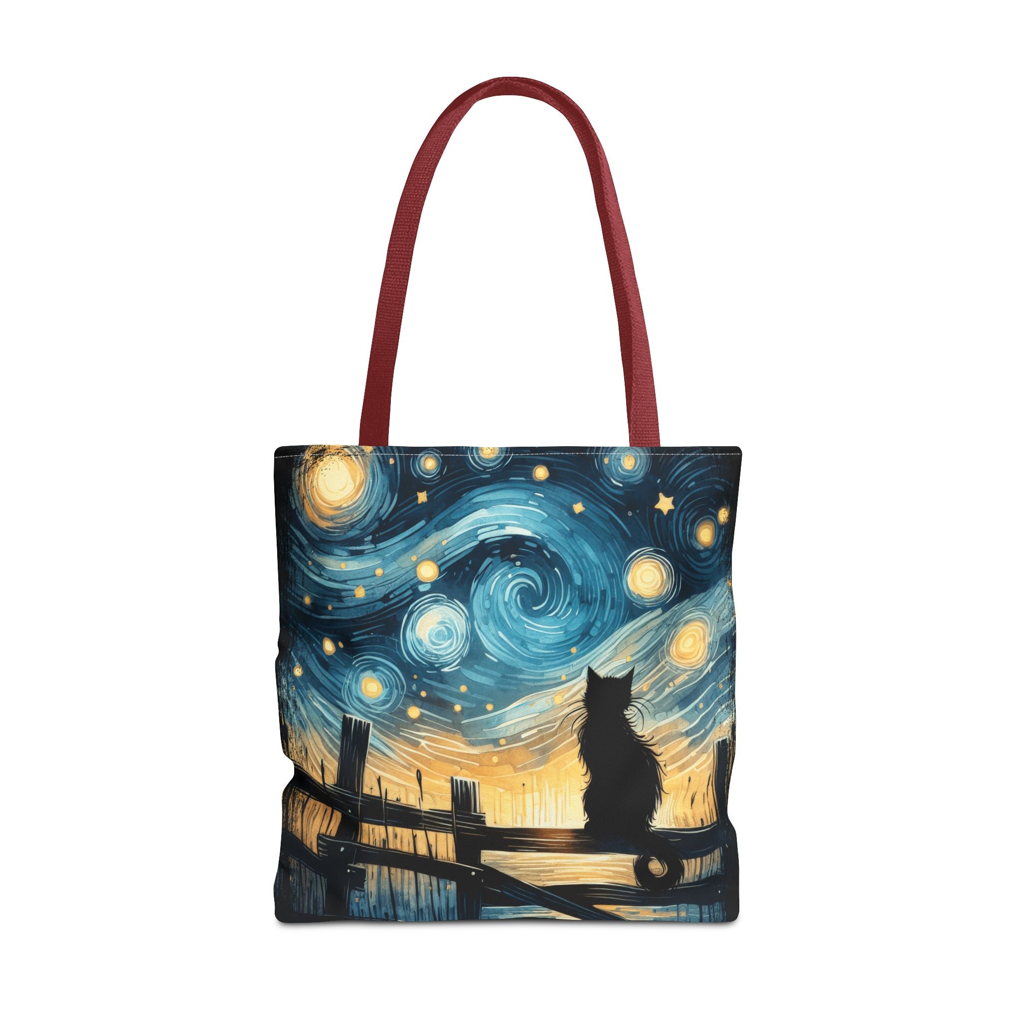 Starry Night Cat Tote | Van Gogh Inspired Swirling Sky Bag