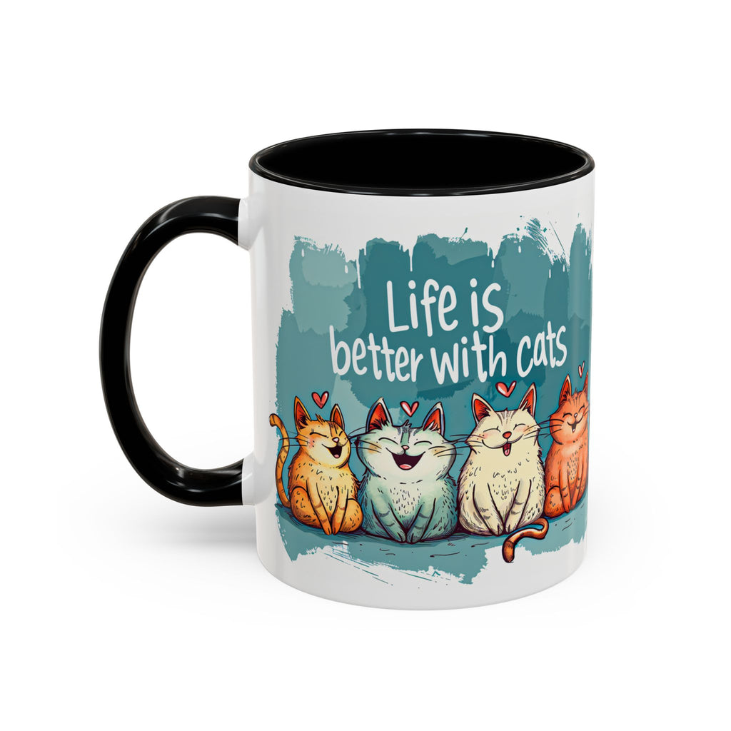 Life Is Better With Cats Coffee Mug | Accent Two-Tone Mug