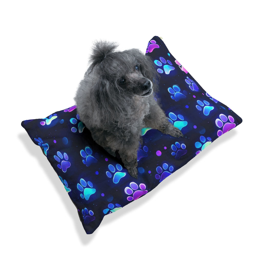 Neon Paw Print Pet Bed | Glow Paw Pattern Pillow Cushion