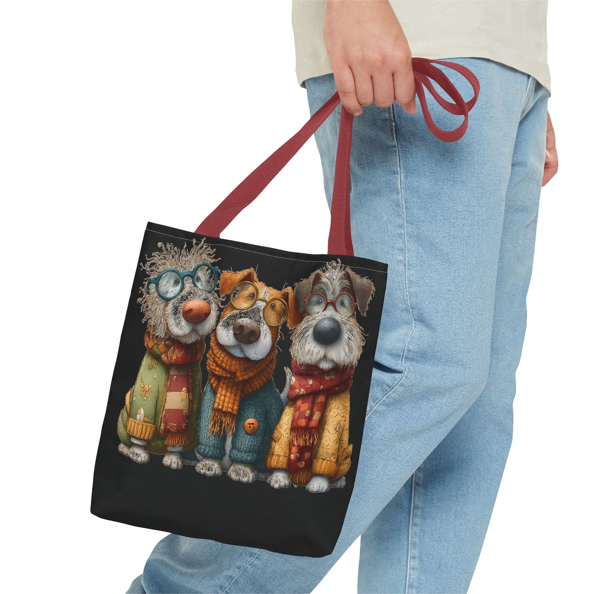 Three Cozy Dogs Tote Bag | Cute Winter Dogs Illustration