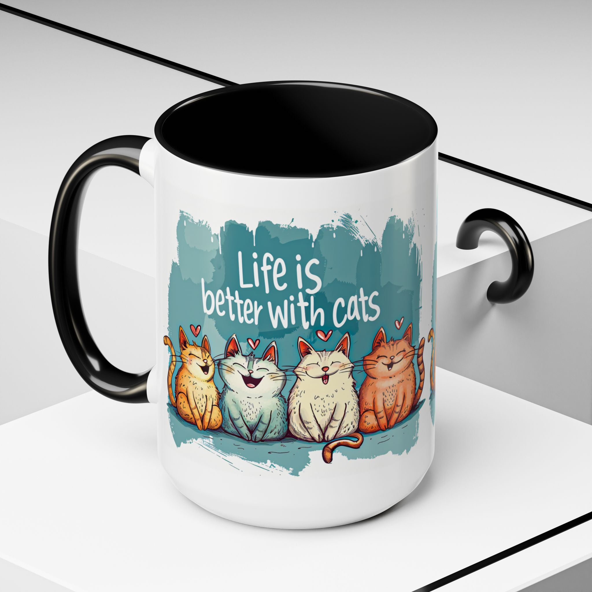 Life Is Better With Cats Coffee Mug | Accent Two-Tone Mug